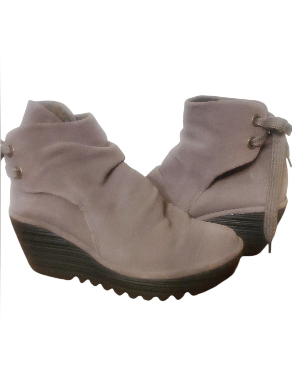 FLY London Gray Yama Ankle Wedge Boots Size 9-9.5 - Picture 2 of 7